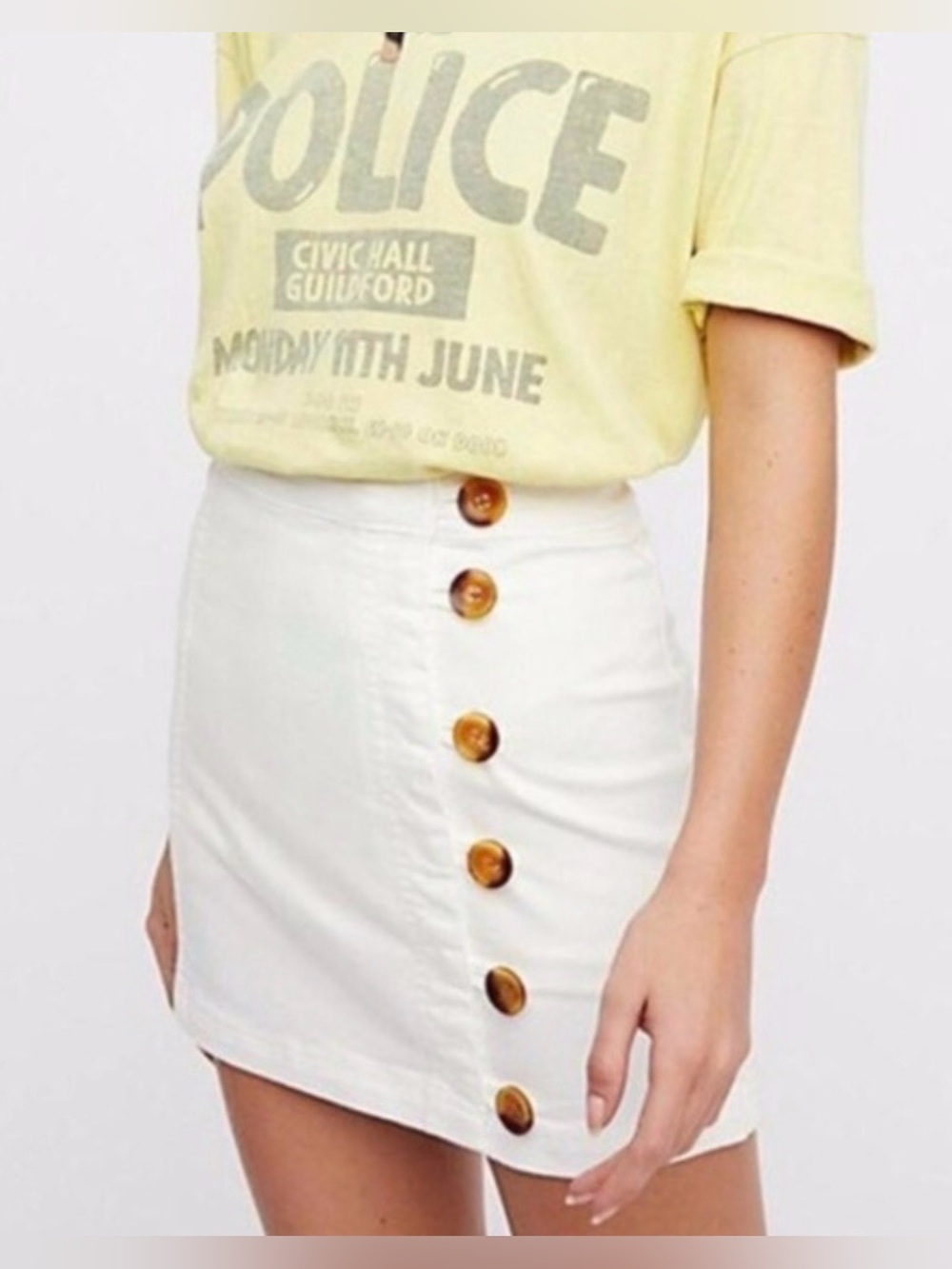 Free People Ivory Button-Side Mini Skirt - Styles So Many Ways